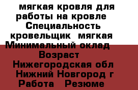 мягкая кровля для работы на кровле  › Специальность ­ кровельщик  мягкая  › Минимальный оклад ­ 100 › Возраст ­ 39 - Нижегородская обл., Нижний Новгород г. Работа » Резюме   